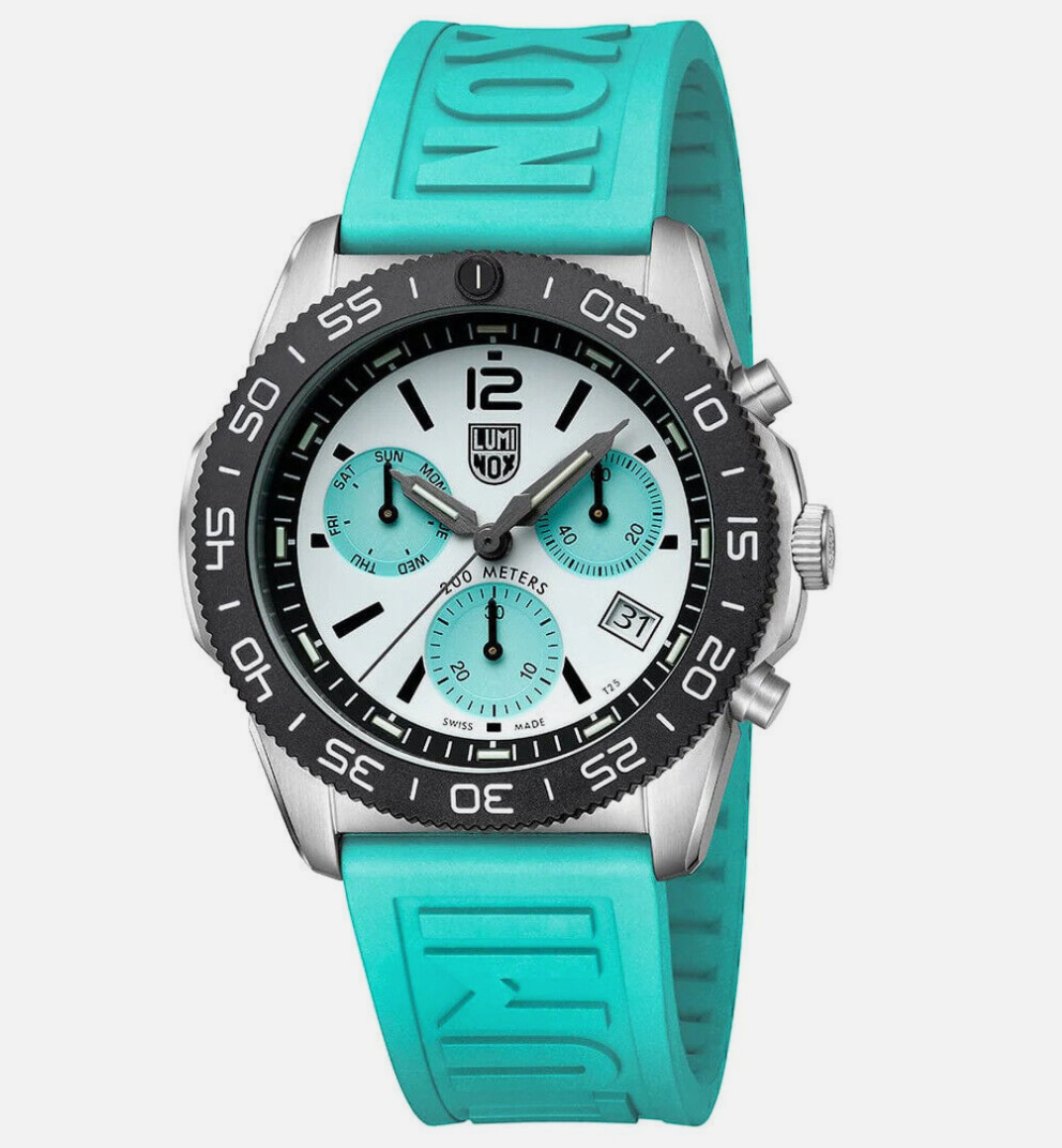 Luminox XS.3143.1 Men's Pacific Diver Chronograph Teal Strap Watch Limited Edition 520/710