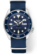 Load image into Gallery viewer, Seiko 5 Sports Automatic Watch with Blue Dial and Nylon Strap (SRPD87)
